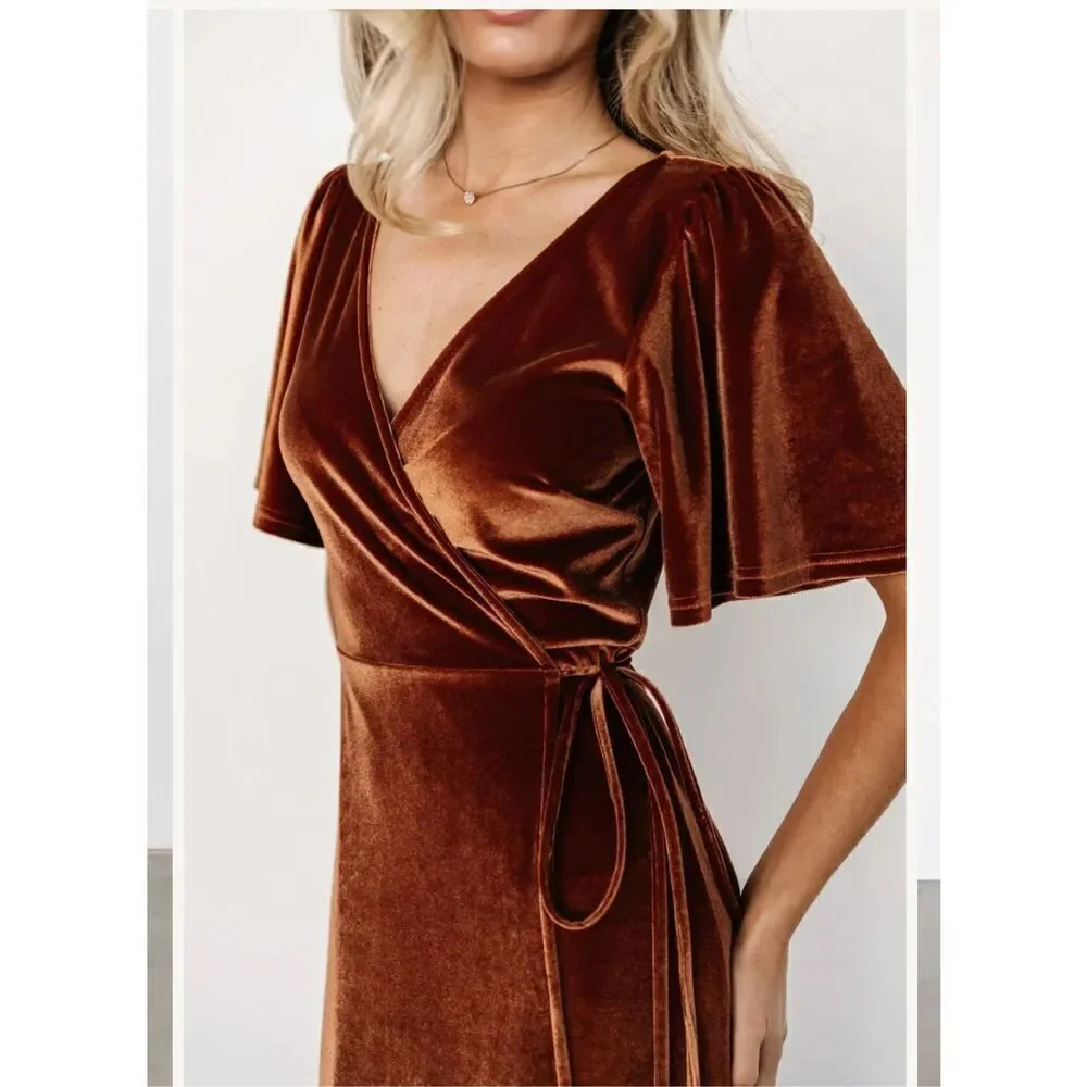Baltic Born Megan Velvet wrap maxi dress S